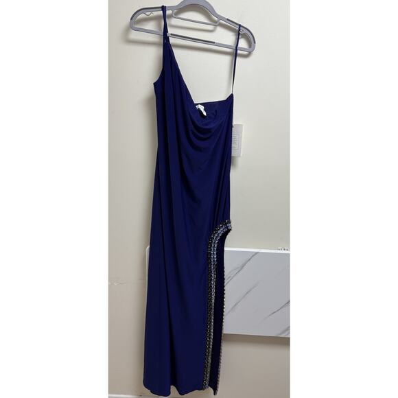 Mac Duggal 44030 One-Shoulder Gown Embellished Side Slit Women’s Size L NWT - Picture 3 of 8